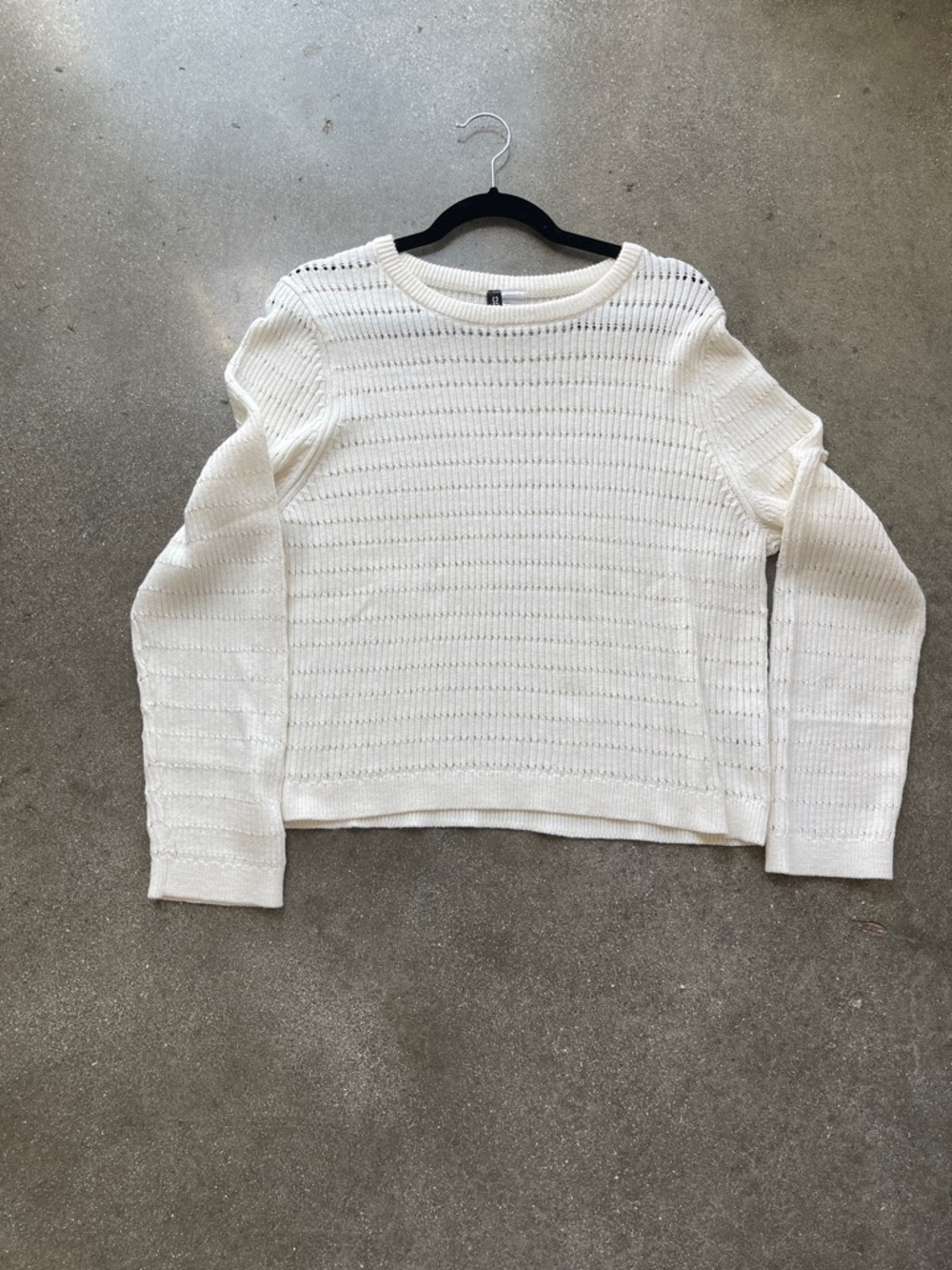 H&M Cream Open-Knit Crewneck Sweater